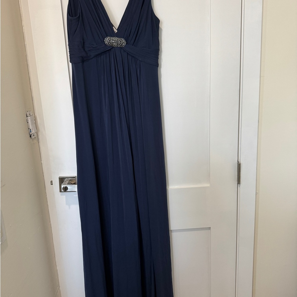 BCBGMaxAzria Deep Blue Maxi Dress with Embellished Waist